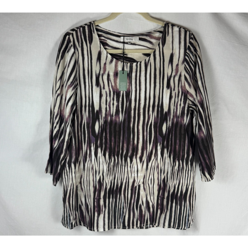 NWT Soya Concept Striped Print 3/4 sleeve Sustainable Top for Women Size M